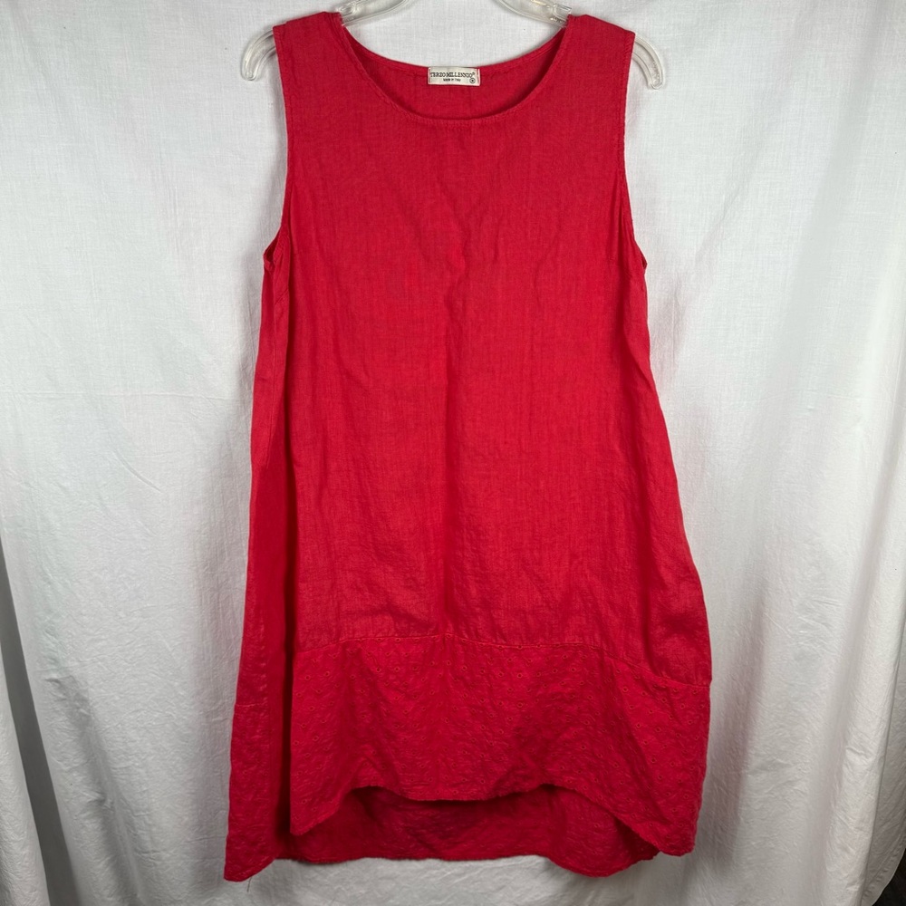 Sleeveless Red Women's Linen Sun Dress
